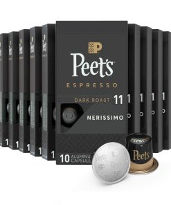 Peet's Coffee, Dark Roast Espresso Capsules, Compatible with Nespresso Original Machine - Nerissimo Intensity 11, 100 Count (10 Boxes of 10 Espresso Capsules)