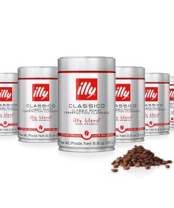 illy Classico Whole Bean Coffee, Medium Roast, Classic Roast with Notes Of Caramel, Orange Blossom and Jasmine, 100% Arabica Coffee, No Preservatives, 8.8 Ounce (Pack of 6)