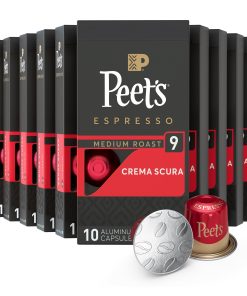 Peet's Coffee, Medium Roast Espresso Capsules, Compatible with Nespresso Original Machine - Crema Scura Intensity 9, 100 Count (10 Boxes of 10 Espresso Capsules)