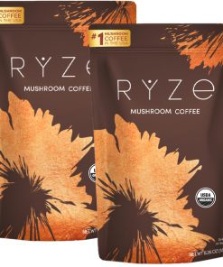 RYZE Mushroom Coffee Starter Kit, USDA Organic Instant Coffee with 6 Adaptogenic Mushrooms and MCT Oil for Better Energy, Focus, Digestion, Immunity with Turkey Tail, Shiitake, Lion's Mane, 60 serving